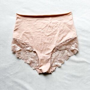 F.I.T Light Nude Tan Shaping Lace Trim High-Waisted Briefs - Medium
